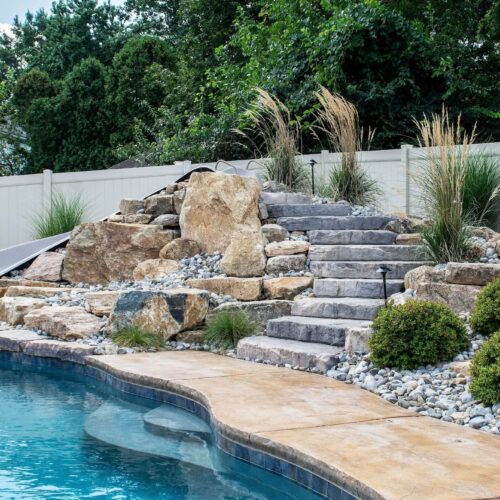 Hardscaping around pool by Spayd's