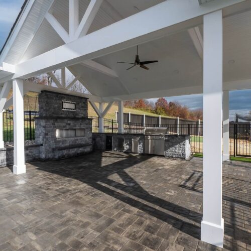 Hardscaping under pavilion by Spayd's
