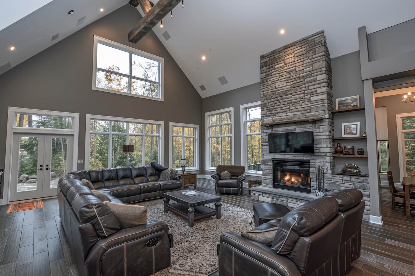 Custom Home with vaulted living room